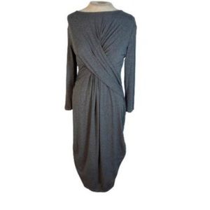 Isabella Oliver Maternity Dress Criss Cross Sz 10 (4) Grey Midi Minimalist